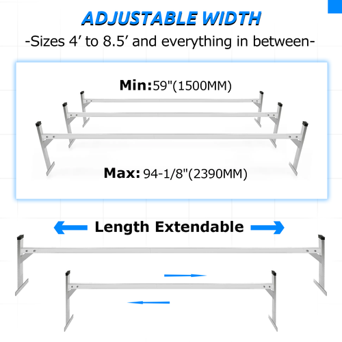 Solid Spare For Enclosed/Opened Trailer Cargo Adjustable Roof Mount Ladder Rack 4'-8.5'