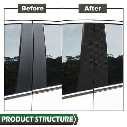 Solid Spare Fit For 2006-2011 BMW 3-Series E90 Door Trim Cover 6PC Carbon Look Pillar Posts