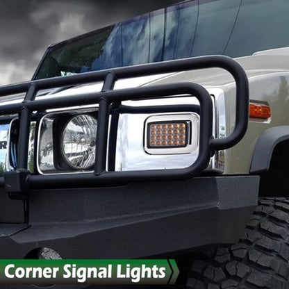 Solid Spare Fit For 03-09 Hummer H2 Smoke Lens LED Front Turn Signal Light Parking Lamp