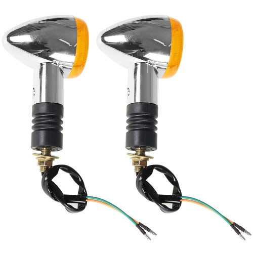 Solid Spare 2x Front Rear Turn Signal Blinker Indicator Light Motorcycle Amber Chrome NEW