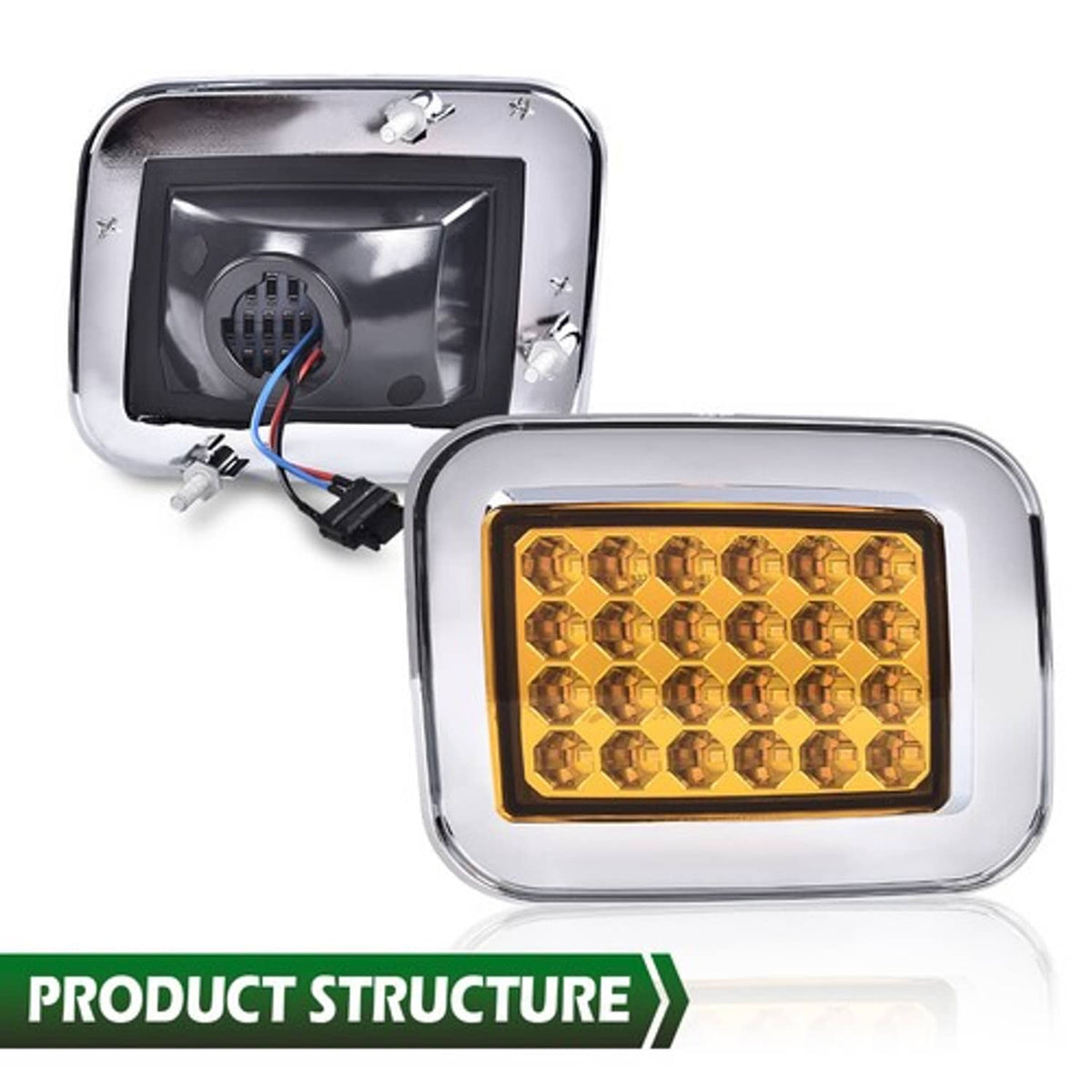 Solid Spare Fit For 2003-2009 Hummer H2 Amber Lens LED Front Turn Signal Light Parking Lamp