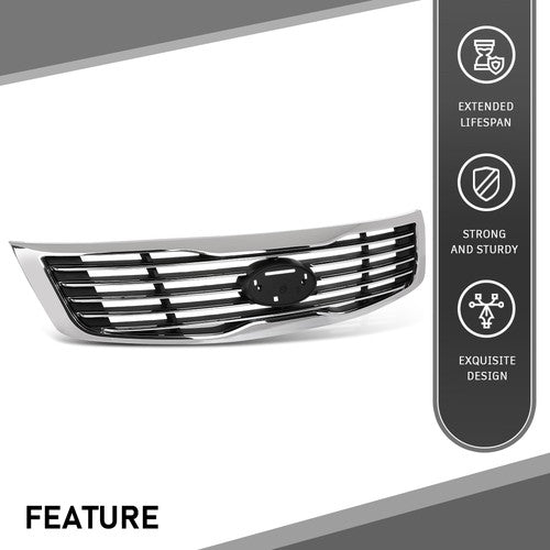 Solid Spare Fit For 2009-2010 Kia Optima Magentis Front Bumper Upper Grille Black Chrome