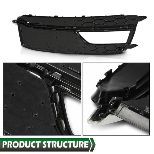 Solid Spare Fit For 2013-2016 Audi S5 A5 S-Line Front Bumper Fog Light Grilles Cover LH & RH