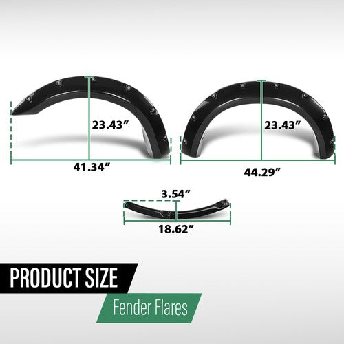 Solid Spare 4pcs Pocket Rivet Bolt On Fender Flares Smooth Black Fit For 93-11 Ford Ranger