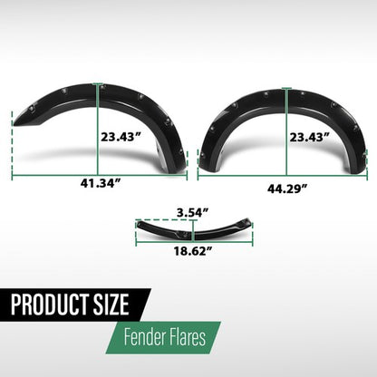 Solid Spare 4pcs Pocket Rivet Bolt On Fender Flares Smooth Black Fit For 93-11 Ford Ranger