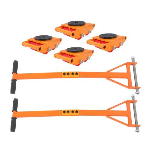 Solid Spare 4 Pcs Machinery Skates Dolly With Handle 360° Rotation 6T/13200Lbs Heavy Duty