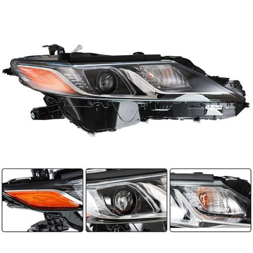 Solid Spare Black Housing Headlight Lamp Passenger RH Side For Toyota Camry L/Le/Se 2018-19