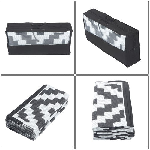 Solid Spare Black & White Outdoor Waterproof Plastic Rug For Camping Outdoor Carpet 8x10ft