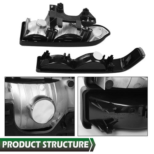 Solid Spare Fit For 98-2004 Chevy S10 Blazer Black/Amber Corner Headlights Bumper Headlamps