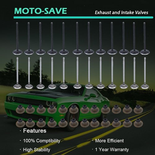 Solid Spare Intake Exhaust Valves w/ Seals For Dodge Stratus Magnum Chrysler 98-10 2.7L DOHC