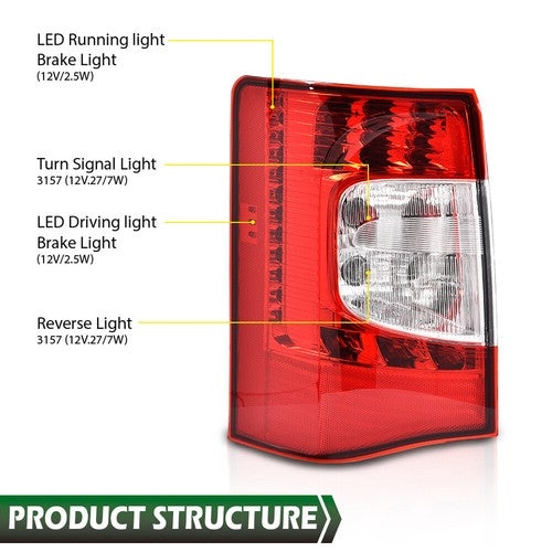 Solid Spare LED Tail Lights Brake Lamps Left+Right Fit For 2011-2016 Chrysler Town & Country
