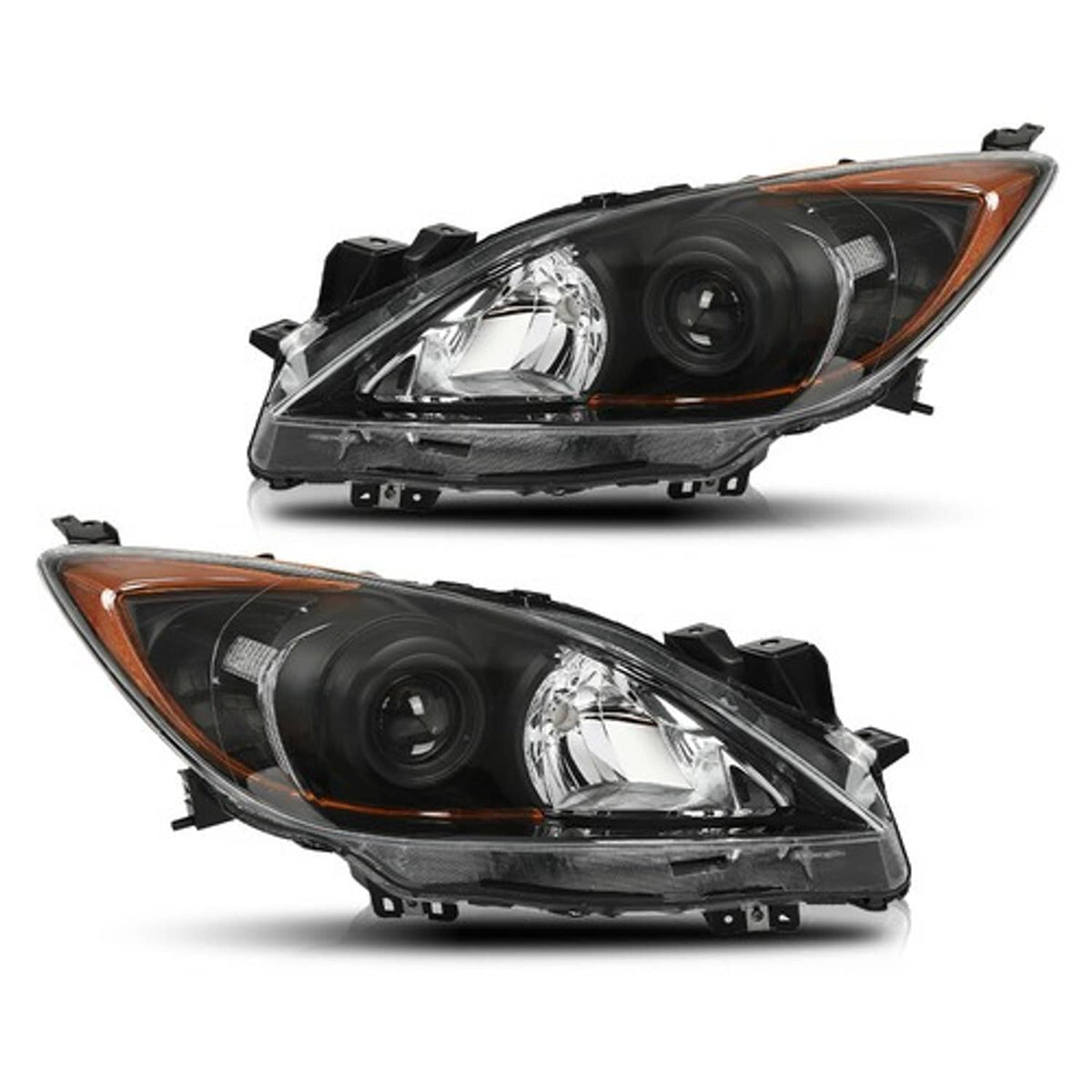 Solid Spare Fit For 10-13 Mazda 3/3 Sport Amber Corner Black Housing Projector Headlights