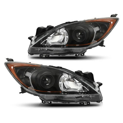 Solid Spare Fit For 10-13 Mazda 3/3 Sport Amber Corner Black Housing Projector Headlights