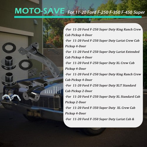 Solid Spare 2.5" Leveling Kit With Track Bar Bracket For 2011-2020 Ford F-250 Super Duty