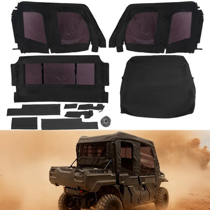 Solid Spare Soft Black Roof For Kawasaki Mule Pro FXT with PVC Upper Doors & Rear Window