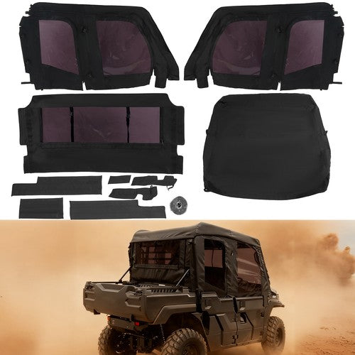Solid Spare Soft Black Roof For Kawasaki Mule Pro FXT with PVC Upper Doors & Rear Window