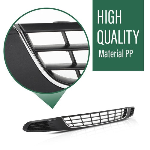 Solid Spare Fit For 10-14 VW Jetta Front Bumper Lower Grille w/ Chrome Trim+Fog Light Cover