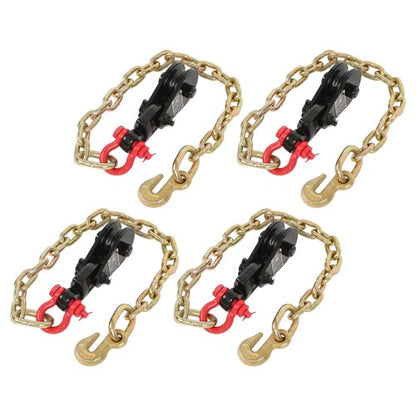 Solid Spare 4PCS 2Tons Snatch Block | 3" Sheave for 3/8" Inch Wire Rope with G70 Chain Black
