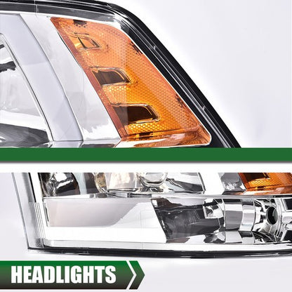 Solid Spare LED DRL Projector Headlights Chrome Fit For 2009-2018 Dodge Ram 1500 2500 3500