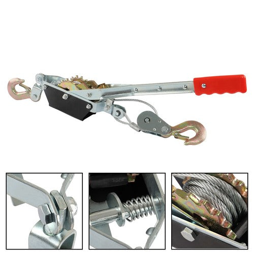 Solid Spare 2 Ton Dual Gear Power Puller Ratcheting Gear Pulley System New
