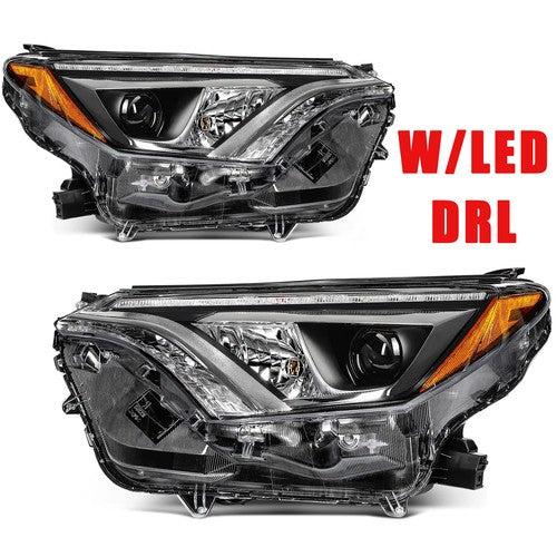 PAIR/SET LED DRL Projector Headlights Assembly For Toyota RAV4 2.5L 2016 17 2018