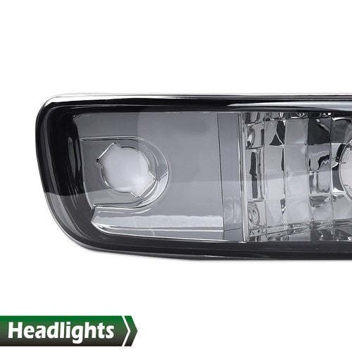 Solid Spare Smoke/Chrome LED DRL Headlights+Bumper Lamps Fit For 99-07 GMC Sierra/Yukon