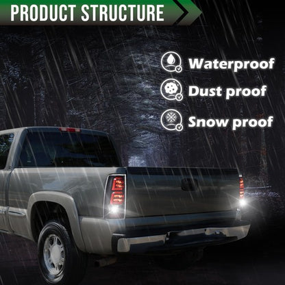 Solid Spare Black LED Tail Lights Fit for 99-06 Chevy Silverado 99-02 GMC Sierra 1500 2500