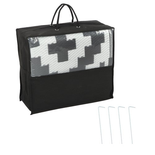 Solid Spare Outdoor Rug Outdoor Indoor RV Mat Carpet For Patio Backyard Black & White 6x9 ft