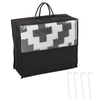Solid Spare Outdoor Rug Outdoor Indoor RV Mat Carpet For Patio Backyard Black & White 6x9 ft
