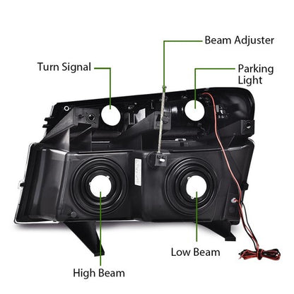 Solid Spare Fit For 2004-2012 GMC Colorado Canyon Smoked/Clear LED DRL Headlight Lamps
