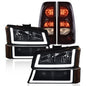 Solid Spare Fit For 2003-2006 Chevy Silverado 1500 2500 LED DRL Headlights Tail Lights Black