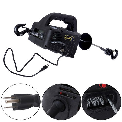 Solid Spare 1500W 2-in-1 Portable Electric Hoist Power Winch 1100 lbs Wired Remote Control