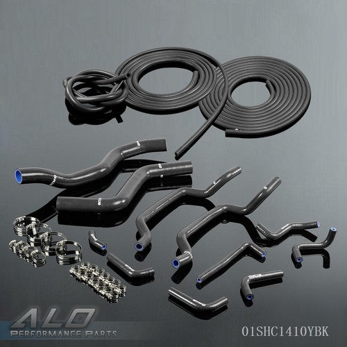 Solid Spare Fit For 95-99 Mitsubishi Eclipse Silicone Radiator Hose Kit+Vacuum Hose Black