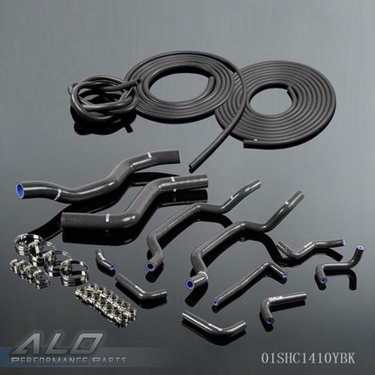 Solid Spare Fit For 95-99 Mitsubishi Eclipse Silicone Radiator Hose Kit+Vacuum Hose Black