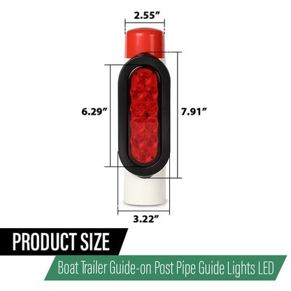 Solid Spare New 2pcs Boat Trailer Guide-on Post Pipe Guide LED Lights Submersible