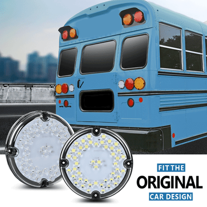 Solid Spare Fit For School Bus Transit Vehicle7" Round White Led Back-up Reverse Tail Light