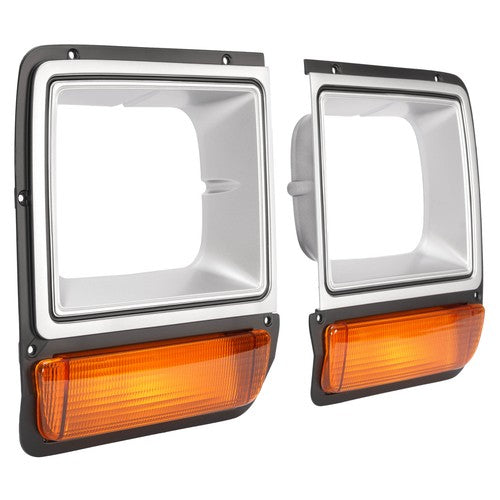 Solid Spare For Dodge D/W Pickup Truck Headlight Bezel 1986-1990 Pair w/Corner Parking Light