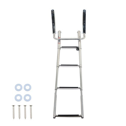 Solid Spare 1PC 4 Step Stainless Steel Telescoping Boat Ladder with Pedal & Hand Railing