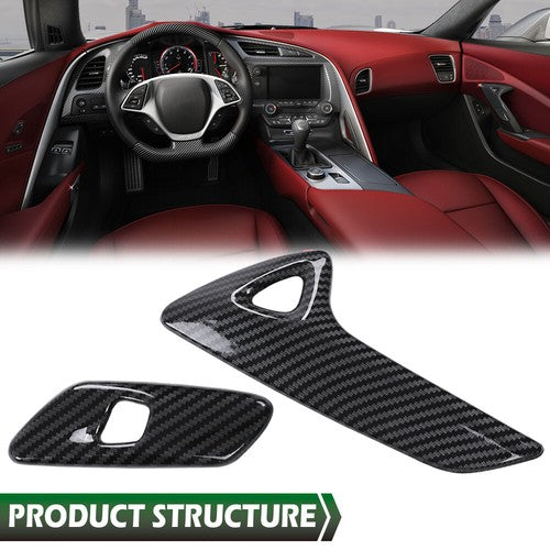 Solid Spare Carbon Look Interior Door Handle Molding Cover Trims For 2014-2019 Corvette C7