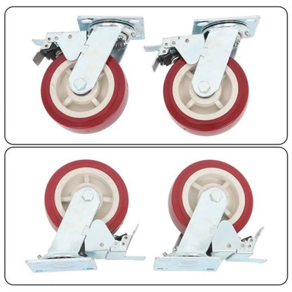Solid Spare Four 6" red industrial casters 2 with brakes 2 without brakes