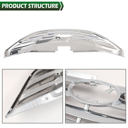 Solid Spare Fit For 2011-2013 Hyundai Sonata Front Bumper Upper Grille Mesh Grill Chrome
