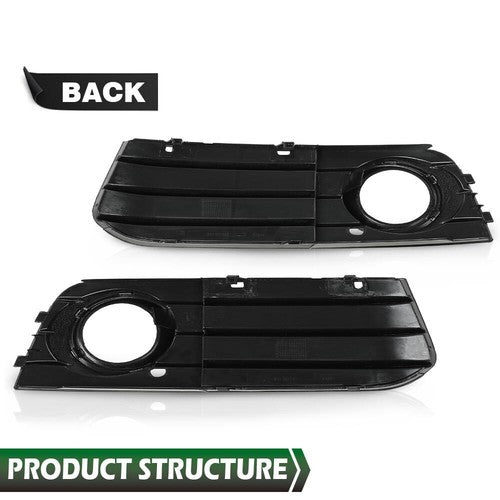 Solid Spare Fit For 09-11 Audi A4 B8 A4L Front Bumper Fog Light Grille Grill Cover Pair