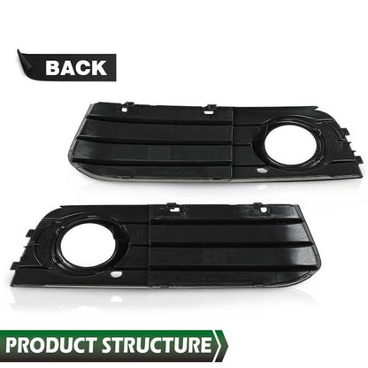 Solid Spare Fit For 09-11 Audi A4 B8 A4L Front Bumper Fog Light Grille Grill Cover Pair