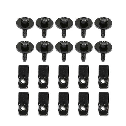 Solid Spare Fit For Ford Truck Body Bolts & U-Nut Clips- M6-1.0 x 25mm- 10mm Hex Black