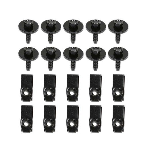 Solid Spare Fit For Ford Truck Body Bolts & U-Nut Clips- M6-1.0 x 25mm- 10mm Hex Black