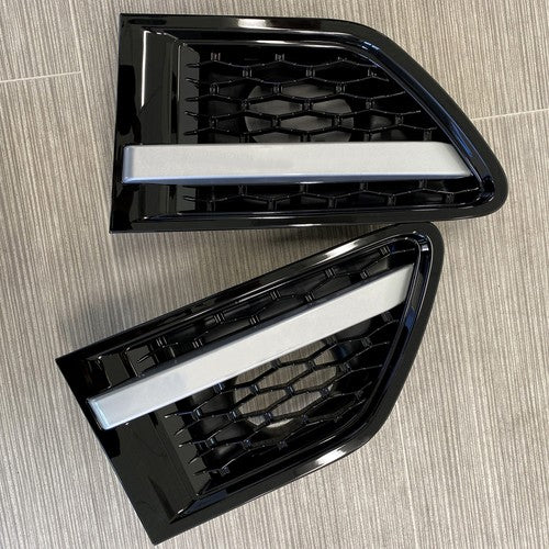 Solid Spare For 2010-2013 LAND ROVER RANGE SPORT FRONT HOOD BLACK GRILLE W/ SIDE FENDER VENT