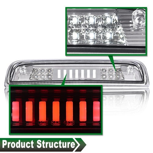 Solid Spare Fit For 14-18 Silverado Sierra Clear/Chrome LED Third Brake Light Cargo Lamp