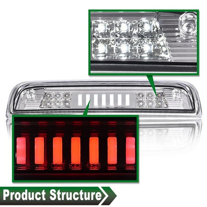 Solid Spare Fit For 14-18 Silverado Sierra Clear/Chrome LED Third Brake Light Cargo Lamp
