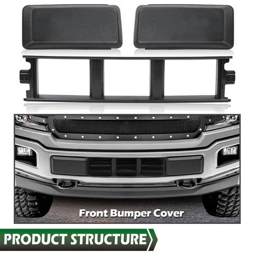 Solid Spare Fit For 18-20 Ford F150 Front Bumper Cover Lower Grille Trim Panel Black Plastic