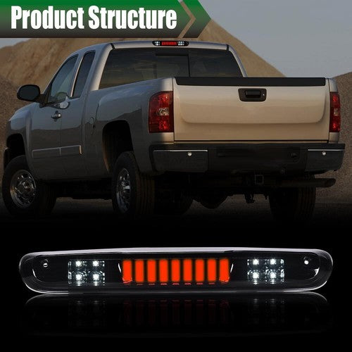 Solid Spare Fit For 07-14 Silverado Sierra Smoke/Black LED Third Brake Light Cargo Lamp